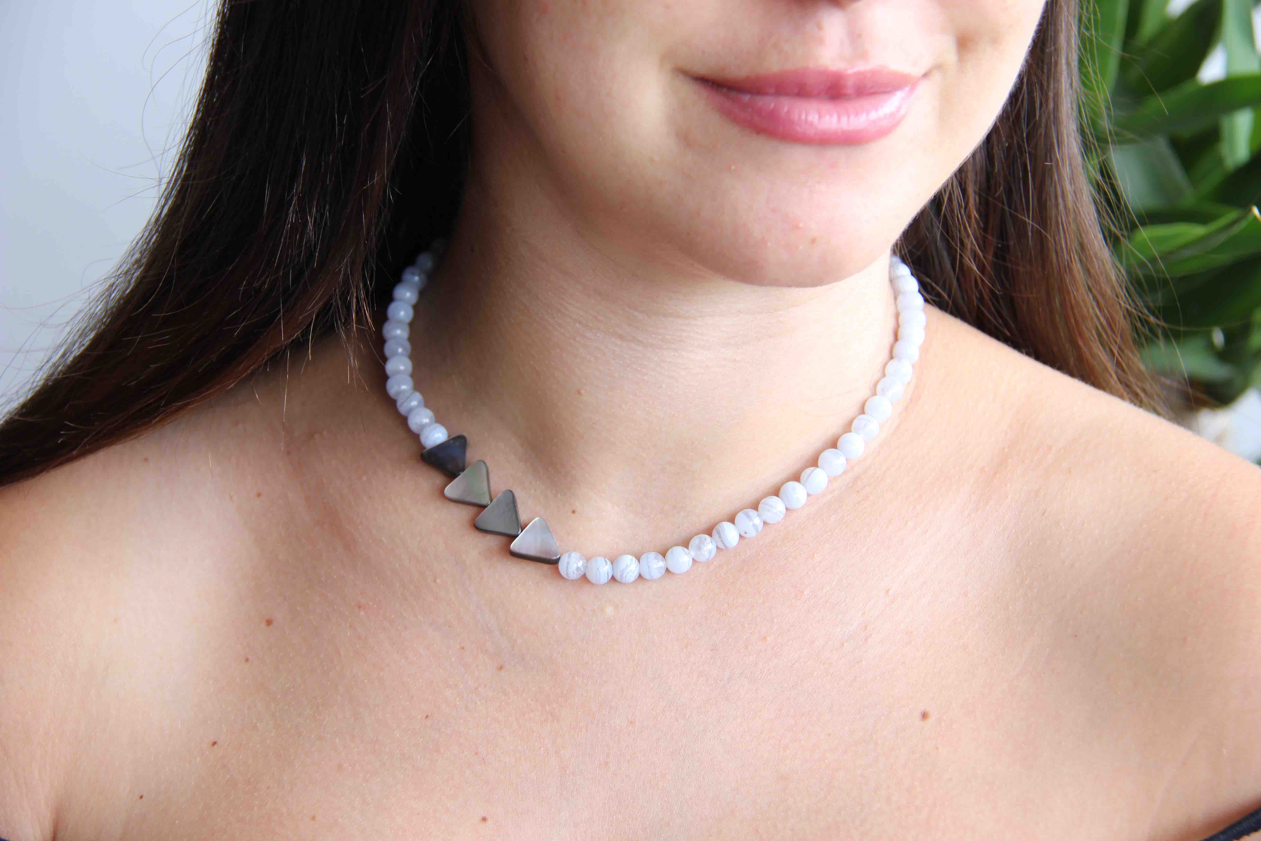 BLUE LACE AGATE NECKLACE – CITY OF GOLD